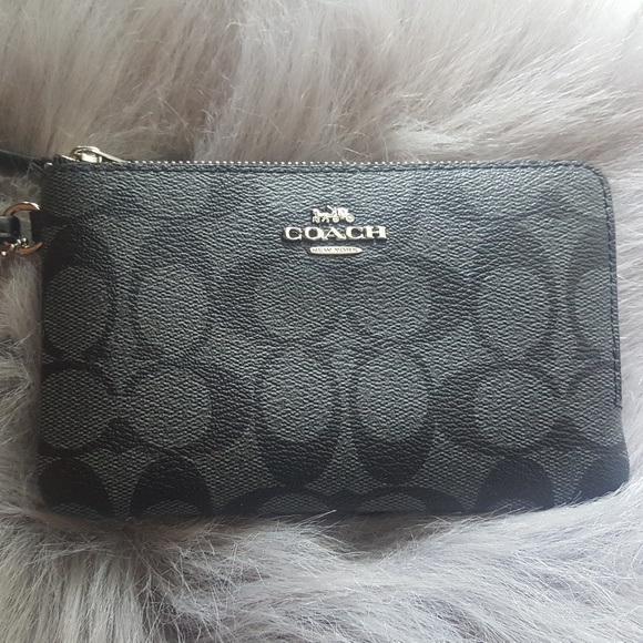 Coach Signature Double Zip PVC Leather Wallet - Picture 1 of 6